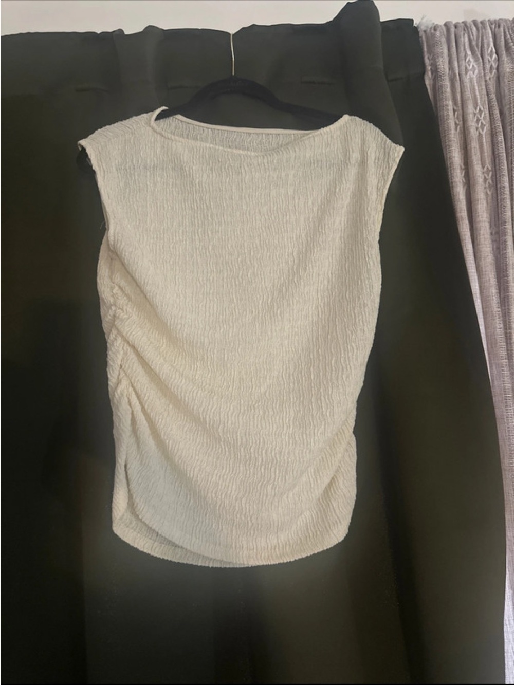 Women's Textured Cream Sleeveless Top